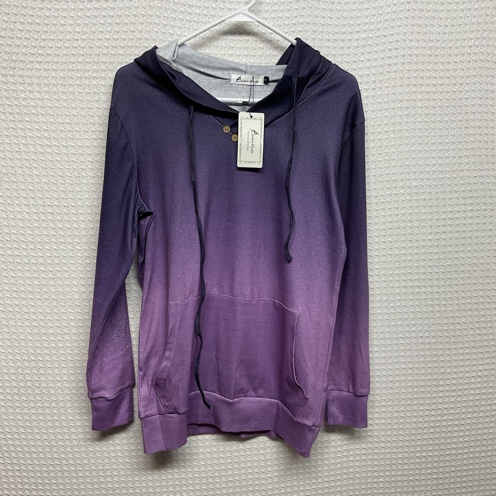 NEW Twink Lady Ombré Purple Hoodie Women's S Hippie Boho Streetwear Sweatshirt